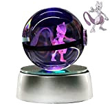 Aikchi Luce notturna della lampada della sfera di cristallo 3D di 50mm, lampada di Pokeball 3D, immagine interna dell'incisione laser ...