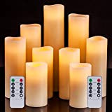 Aku Tonpa Set di 9 candele decorative senza fiamma pilastro pilastro in vera cera lampeggiante LED candela set con telecomando ...