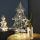 Albero luminoso per decorazioni natalizie da interno (colorato e bianco caldo), mini albero di Natale in metallo con 8 modalità ...