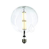 Amarcords - MAXI Lampadina Led dimmerabile, filamento DRITTO, luce calda 2700K, vetro chiaro tipo globo, E27, 12W