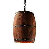 American Country Loft Wood Wine Barrel Hanging Fixture Lampada a Sospensione a Soffitto E27 Light for Bar Cafe Living Dining ...