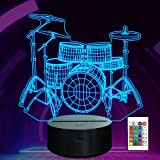 Ammonite Drum Kit Night Light, 3D Kids Illusion Light, 16 telecomando a nastro e timer, ottima scelta per i negozi ...