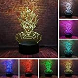 Anano Lampada a illusione 3D, Seven Dragon Ball Gifts Toy Decor LED Night Light Lamp 7 Colours Touch Control USB ...