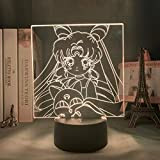 Anime 3D Lamp Sailor Moon LED Night Light Tsukino Usagi Figura Lampada da tavolo Decorazione camera da letto Luce Regali ...
