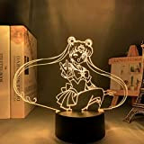 Anime - Lampada a LED Sailor Moon per camera da letto, luce notturna decorativa per bambini, compleanno, manga Sailor Moon