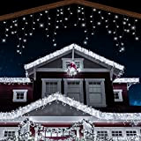 ANSIO® Luci Natale Esterno Cascata 17.4m 500 LED Luci di Natale Luminose Bianco Fredda Luci Natalizie da Esterno/Interno Ideale per ...