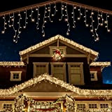 ANSIO® Luci Natale Esterno Cascata 7.5m 220 LED Luci di Natale Luminose Bianco Caldo Luci Natalizie da Esterno/Interno Ideale per ...