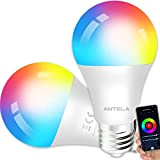 ANTELA Lampadine LED Alexa Inteligente WiFi E27, Dimmerabile Lampadina Smart 9W 806ML 80W equivalente, RGB & 2700K-6500K bianco freddo caldo, ...