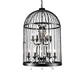 Antique Crystal Cage Chandelier Industrial Style Country Creative Lighting Bar Restaurant Room Living Room Lighting-Black. 8 Lights (Color : Black ...