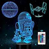 ANVRIL ELF 3D LED Star Wars Night Light, 3D Illusion Lamp Three Pattern e 16 Color Change Decor Lamp con ...