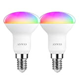 ANWIO Alexa Smart E14 LED Lampada Riflettore, WiFi LED Lampadina Dimmerabile 4.9W 470LM 2700-6500K+RGB 16 Milioni di Colori, Compatibile con ...