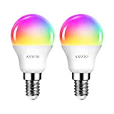 ANWIO Lampadina LED Smart Wifi Attacco E14, 5W Equivalenti a 40W, 470Lm, Compatibile con Alexa, Echo and Google Assistant, RGB ...