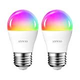 ANWIO Lampadina LED Smart WiFi E27 5W 470LM, Lampada Multicolore Dimmerabile 2700K-6500K RGB Compatibile con Alexa, Google Home ed Echo ...