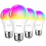 ANWIO Lampadina Smart E27, Lampada WiFi Smarthome 8.5W, 806LM, LED Dimmerabile Multicolore RGB, Controllo App Compatibile con Alexa Echo, Google ...