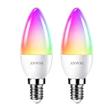 ANWIO Lampadine LED Smart E14, 5W Sostituisce 40W, 470LM, Candela LED WiFi C37 Intelligente, Compatibile con Alexa, Echo e Google ...