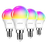 ANWIO Lampadine LED Smart E14, 5W Sostituisce 40W, 470LM, Lampada LED P45 WiFi Intelligente, Compatibile con Alexa, Echo e Google ...
