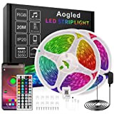 Aogled Striscia LED 20M RGB Strip LED Bluetooth Dimmerabile,Controllo App,Telecomando a 44 Pulsanti,modalità di Temporizzazione,modalità Musica,Striscia LED 24V Soggiorno | ...