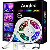 Aogled Striscia LED 5m,Kit Cambio Colore RGB 5050LED con Telecomando a 24 Pulsanti,Strisce Luminose con Controller,Strisce LED Adatta per la ...