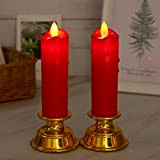 Aolyty Candele a LED, Candele luminose a batteria, con gocce di cera, luci decorative, per Natale, matrimonio, Buddha (rosso)