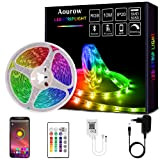 Aourow Striscia LED 10m,Luci LED Bluetooth RGB con Controllo APP e Telecomando a 24 Pulsanti,Sincronizzazione con Musica,Strisce Luminosa SMD5050 per ...