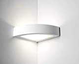 Applique angolare bianca per angolo parete di gesso design moderna con vetro e27 led per interni Made in Italy