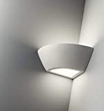 Applique angolare lampada per angolo parete gesso bianca moderna verniciabile e27 led per interni