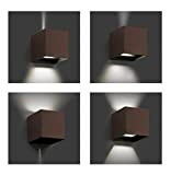 Applique cubo led marrone corten design moderno per interni esterni ip54 17w 2040LUMEN 4000k luce naturale garanzia 5 anni Italia