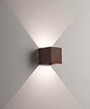 Applique cubo led per interno o esterni ip54 marrone corten 6w 3000k fasci luce direzionabili Garanzia 5 anni Italiana