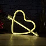 Applique da parete a LED al neon Adorabile a forma di cuore, Arte decorativa da parete, La freccia dell'amore LED ...