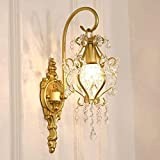 Applique da parete in cristallo francese antico Applique in ottone Villa di lusso Lampada da parete in metallo dorato Decorazione ...