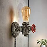 Applique da parete industriale con gabbia metallica, lampada da parete rustica con cavo plug-in, lampada da parete vintage E27 in ...