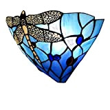 Applique da parete Tiffany E27 Lampada da parete moderna Lampada da comodino in vetro colorato design libellula Lampada da soffitto ...