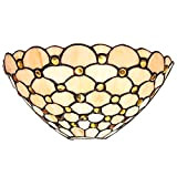 Applique da parete tradizionale in vetro ambrato Tiffany con perline circolari multiple:FBM