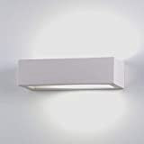 Applique di ceramica gesso bianca forma rettangolare moderna 1xe27 led luce sopra sotto pitturabile made in Italy