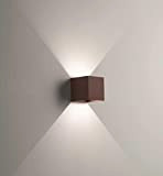 Applique lampada cubo da parete per interni esterni ip54 marrone led 7w 3000k fasci luce orientabili