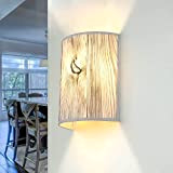 Applique per interni Alice semicircolare Up & Down elegante design loft moderno in tessuto effetto legno E27 per camera da ...