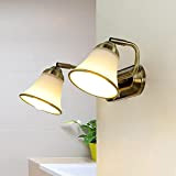 Applique per interni Grando doppia luce IP20 stile Liberty bronzo elegante lampada a parete 2xE14 luce da specchio in Art ...