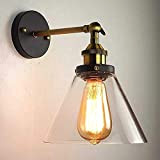 Applique Vintage in Vetro Lampada da Parete Industriale Interno Lampada da Muro Edison per Cucina Ristorante Loft E27
