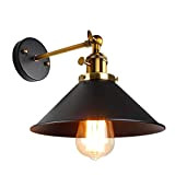 Applique Vintage Industriale, Lampada da Parete Retro Interno Lampada da Muro in Metallo Regolabile 180 ° Lampada E27 per Soggiorno ...