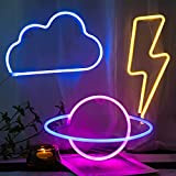 Arespark Carino Neon Set di 3 pezzi Raggio del pianeta e Nube Segnale di Neon con illuminazione LED, luci di ...