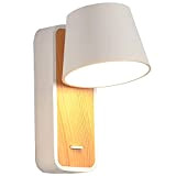Artpad 7W Lampada da parete nordica a LED bianca neutra con base in legno e interruttore Lampada da lettura nordica ...
