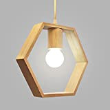 Artpad Nordic esagono in legno luci geometriche a sospensione testa singola appesa sala da pranzo bar ristorante lampada in legno ...
