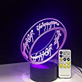 ARXYD Lampade 3D Illusione Ottica Luce Notturna Il Signore Degli Anelli Deco Lampada Led Da Tavolo Illuminazione Luce Di Notte ...