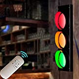 ASNX Traffic Light Applique a Semaforo LED 5W x 3 Creativo Decorativo Applique da Parete con Dimmable Telecomando, Simulazione del ...