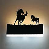 Augrous Lampada da Parete LED 12W Cavallo Forma Ferro Acrilico Murale Lampada per Parete Decorazione