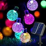 Auting Catena di luci a LED a energia solare Multicolore , per esterni, 60 LED, 11 m, 8 modalità di ...