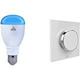 AwoX SKPL-C9-E27 SmartKIT - Kit con lampadina dimmerabile e interruttore WiFi, in plastica/metallo, 9 W, E27, colore: Bianco/Cromato
