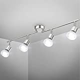 B.K.Licht Faretti da soffitto orientabili, include 4 lampadine GU10, luce calda, 4x 2,9W, 4x 260Lm, Plafoniera nera per soggiorno