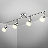 B.K.Licht Faretti LED da soffitto orientabili, include 4 lampadine GU10 da 5W 400Lm, luce bianca neutra 4000K, plafoniera moderna in ...