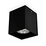 B.K.Licht Faretto da soffitto, attacco per lampadina GU10 non inclusa, Lampada da soffitto quadrata 8x8x9.5cm, metallo colore nero, Plafoniera per ...